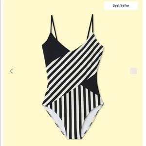 Summersalt The Marina Swimsuit Mixed Stripe in Sea Urchin & White Sand